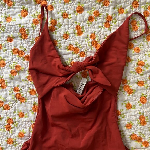 Aritzia Wilfred Noe Tie-Front Bodysuit/Swimsuit in Moroccan Spice, XXS - Picture 9 of 10